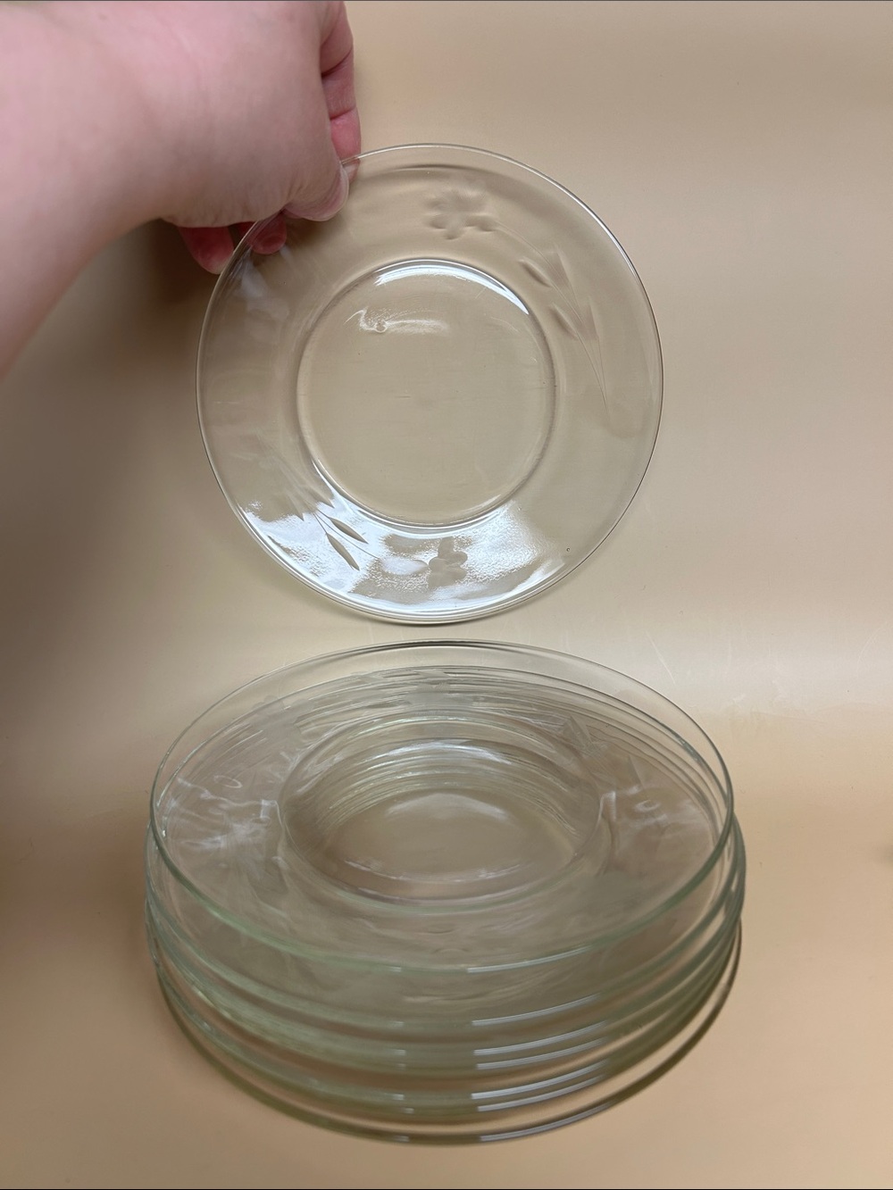 Vintage Clear Glass Dessert Plates - Set of 8
